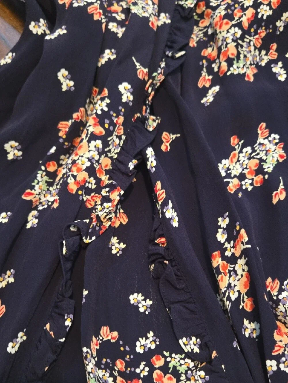 ​byTiMo Navy Blue Floral Short Flutter Sleeve Midi/Maxi Dress Sz XS_096